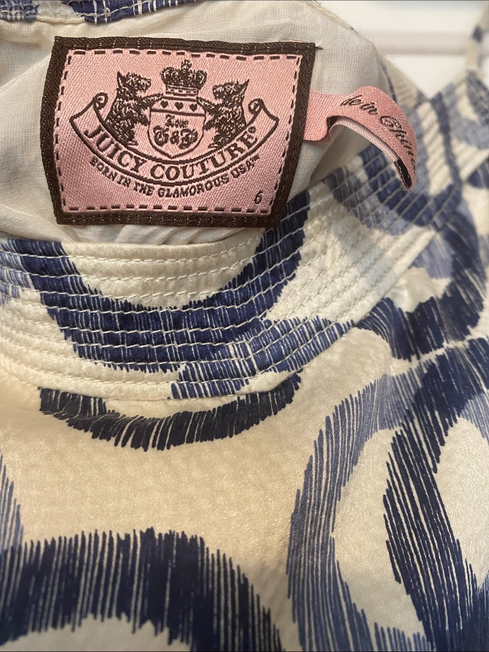 Juicy Couture Silk Navy Circle-Print Cream Dress - Picture 3 of 7